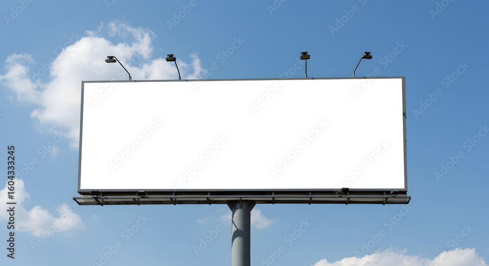 Obraz premium Blank billboard at blue sky background, mock up