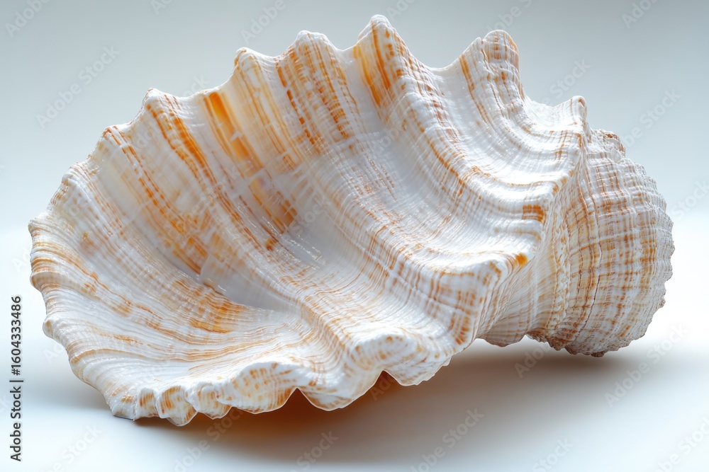 Detailed Close-Up of a Textured Seashell on White Background seashell white shell marine ocean sea Detailed Close-Up of a Textured Seashell on White Background seashell white shell marine ocean sea
