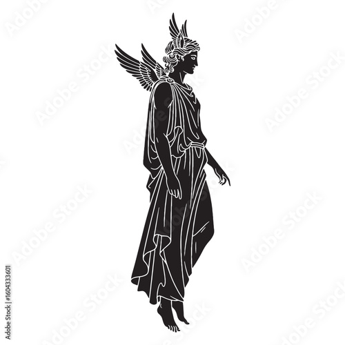 Lulling Hypnos digital black profile, presented with clean, sharp, professional edges – Hypnos silhouette – Hypnos Vector – Silhouette of Hypnos – Greek god vector

