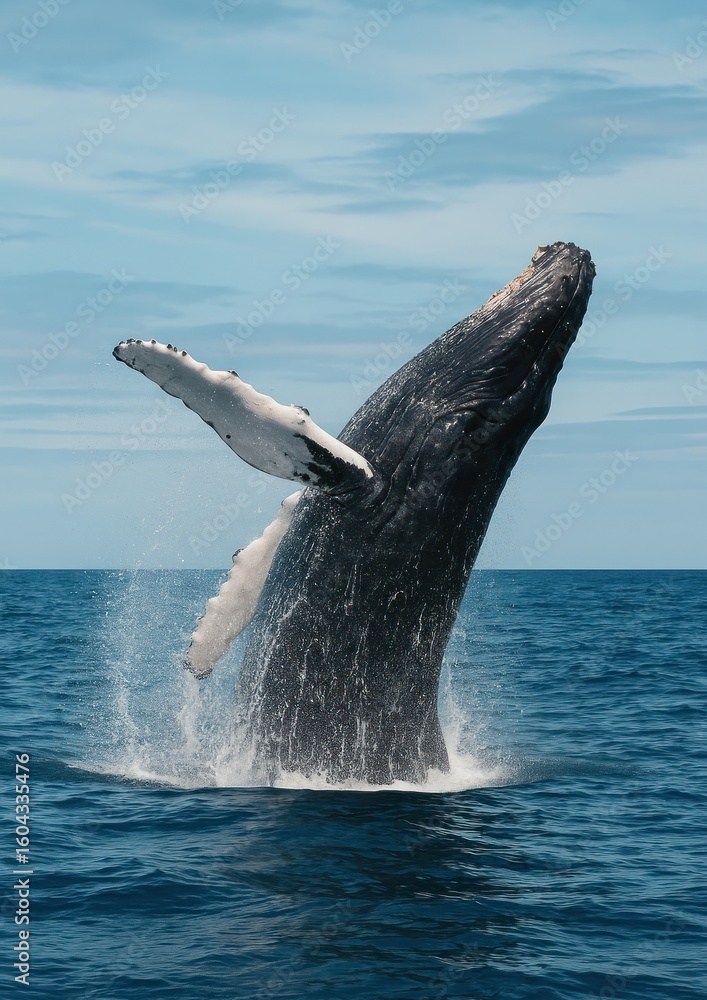 Fototapeta premium Majestic whale breaching ocean