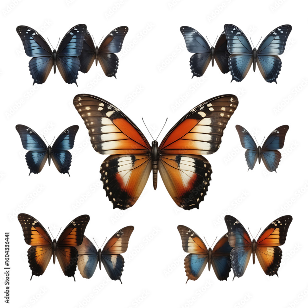 Fototapeta premium Collection of Butterflies Diverse Species and Detailed Wing Patterns
