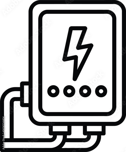 Modern electric water heater with energy symbol and pipes icon