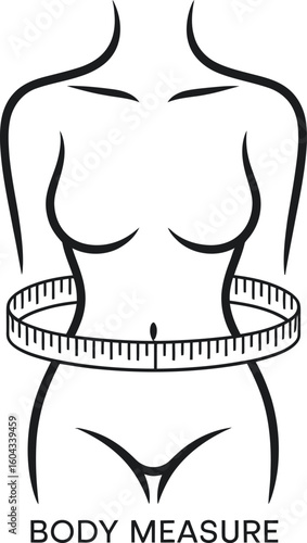 Woman s torso with measuring tape around waist for body measurement