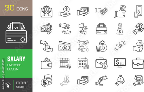 Navigating finances with clarity a comprehensive set of essential salary and payment icons in simple