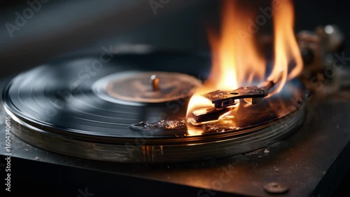 Record player on fire