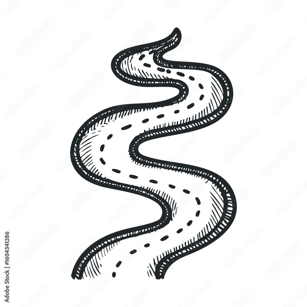 Fototapeta premium Curvy road design for travel, adventure, or transportation themes