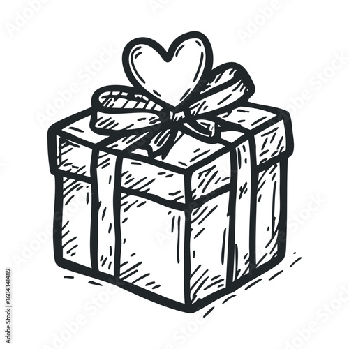 Gift box adorned with a heart shaped decoration for celebrations
