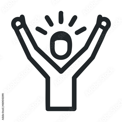 Celebration of joy and success with raised arms in excitement