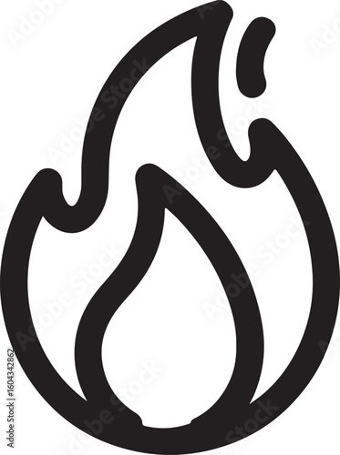 Stylized black fire icon flame heat style vector illustration EPS file download	
