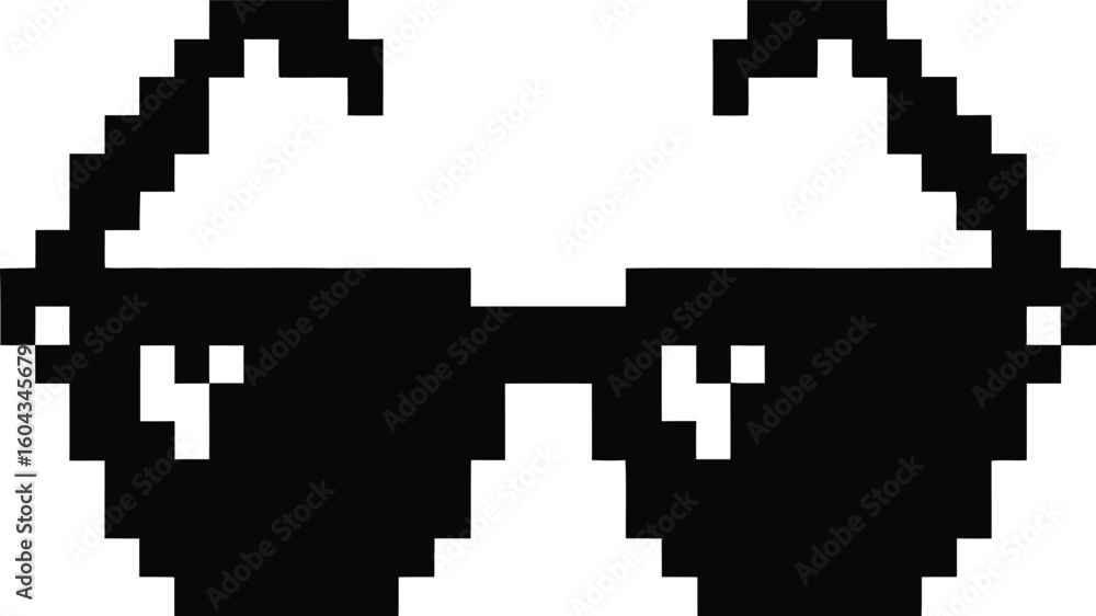 Retro pixel art sunglasses icon on a white background Retro pixel art sunglasses icon on a white background