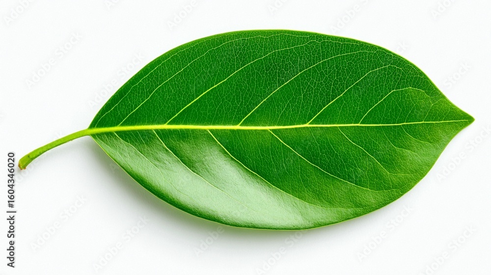 Obraz premium Single green leaf isolated on white background