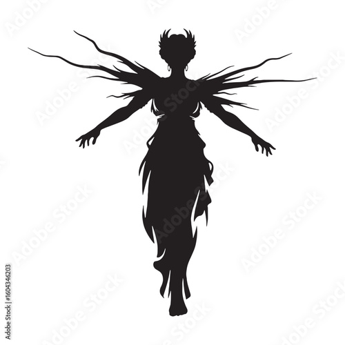 Iconic Chaos digital black representation, clearly identifying this cherished god – Chaos silhouette – Chaos Vector – Silhouette of Chaos – Greek god vector

