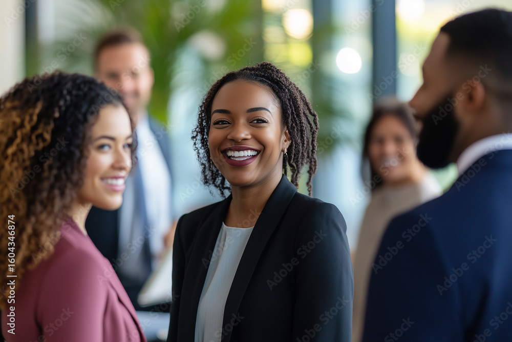 Business team portrait smiling confident professionals in office meeting Business team portrait smiling confident professionals in office meeting