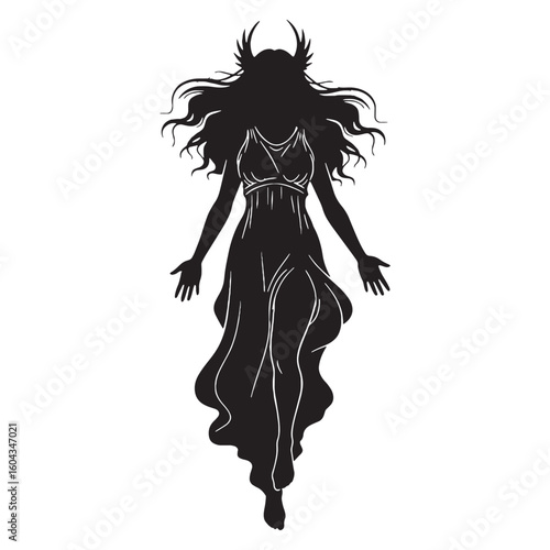 Primordial Chaos digital black vector artwork, ideal for portraying the void's ancient essence – Chaos silhouette – Chaos Vector – Silhouette of Chaos – Greek god silhouette

