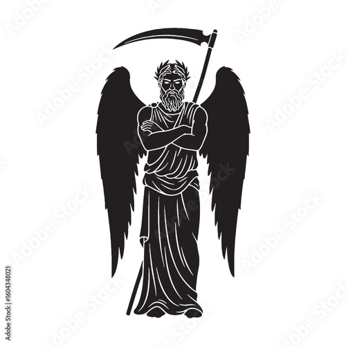 Iconic Chronos digital black representation, clearly identifying this cherished god – Chronos silhouette – Chronos Vector – Silhouette of Chronos – Greek god vector

