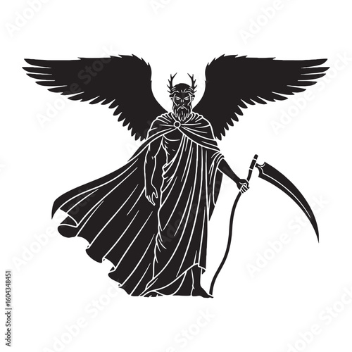 Powerful Chronos digital black image, an elegant graphic for your creative projects – Chronos silhouette – Chronos Vector – Silhouette of Chronos – Greek god silhouette

