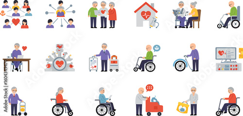 Elderly Care & Senior Services Pictograms