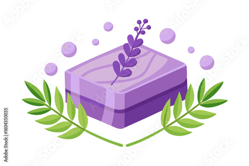 This botanical soap illustration highlights natural beauty and clean living concepts with a soft, rustic style.