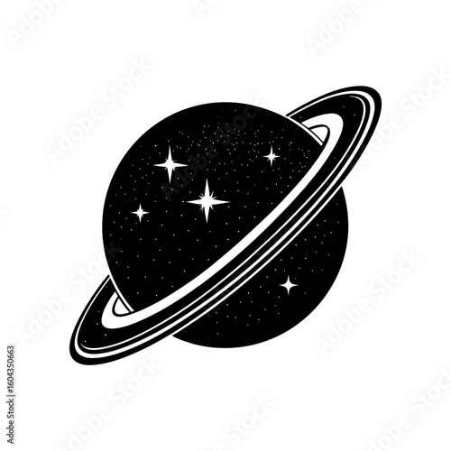saturn icon saturn with sparkle silhouette cosmo vector