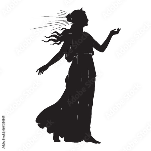 Versatile Hemera black vector asset, a truly modern digital image for diverse uses – Hemera silhouette – Hemera Vector – Silhouette of Hemera – Greek goddess silhouette

