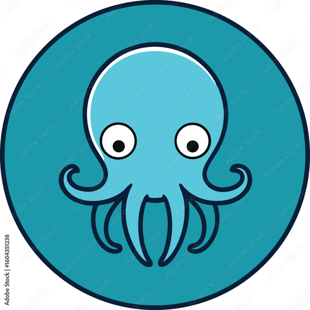 octopus head clipart vector in a circle octopus head clipart vector in a circle