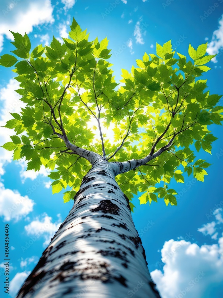 Fototapeta premium Birch tree upward