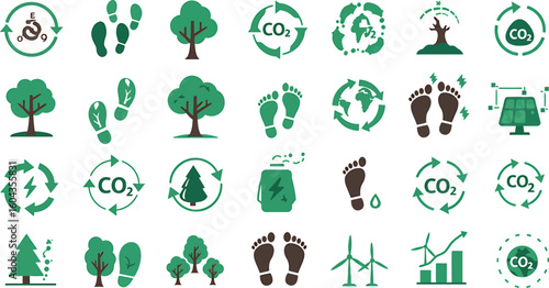 Carbon Footprint & Climate Action Icons