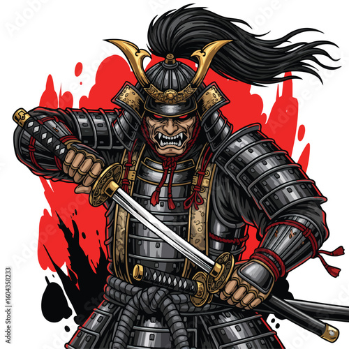 Samurai Ilustration Design for T-shirt
