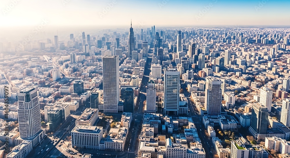 Obraz premium High-angle view of a modern metropolis.