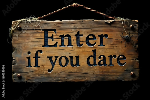 A Creepy Old Wooden Sign with the Text 