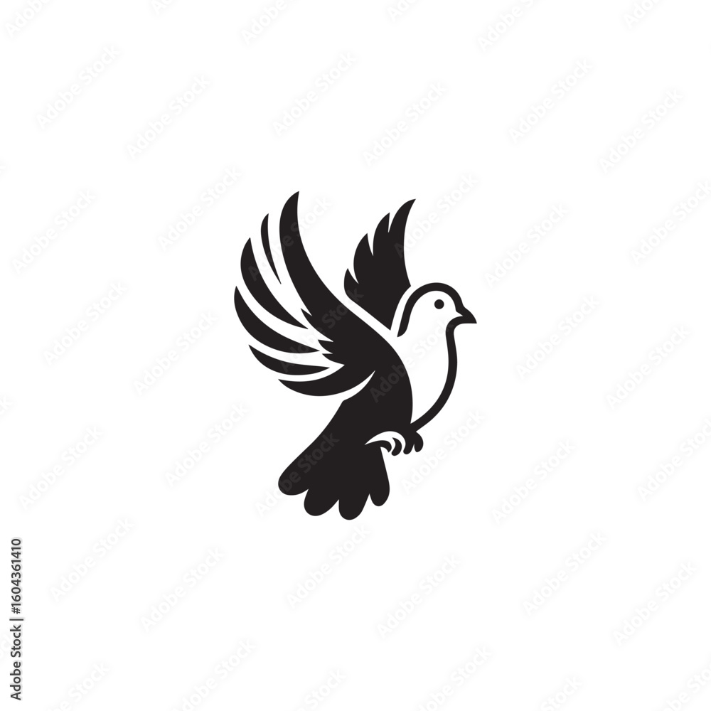Fototapeta premium black and white dove logo vector