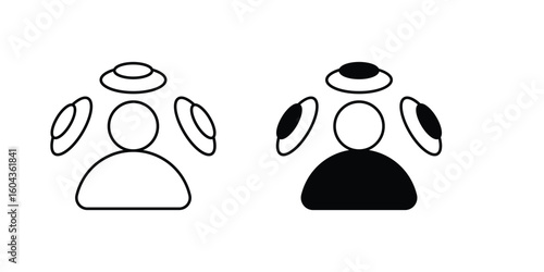 spatial audio set icon with white background vector stock illustration