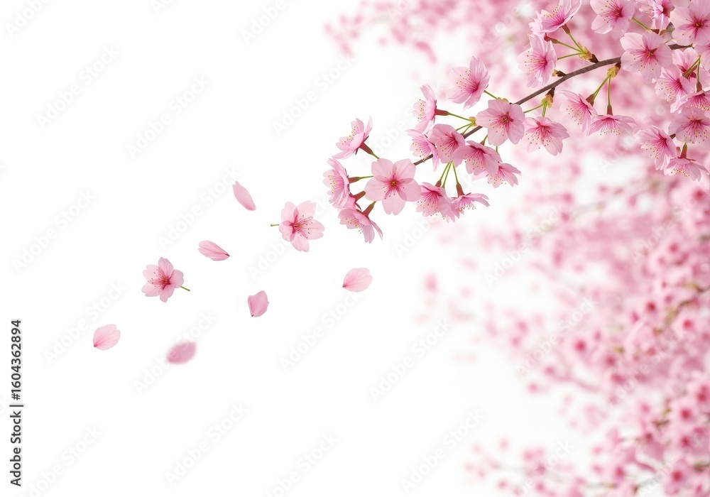 Delicate Cherry Blossom Shower - Springtime beauty, gentle breeze, falling petals, blossoming branch, serene nature. Symbolizes renewal, fragility, beauty, transience, and hope Delicate Cherry Blossom Shower - Springtime beauty, gentle breeze, falling petals, blossoming branch, serene nature. Symbolizes renewal, fragility, beauty, transience, and hope