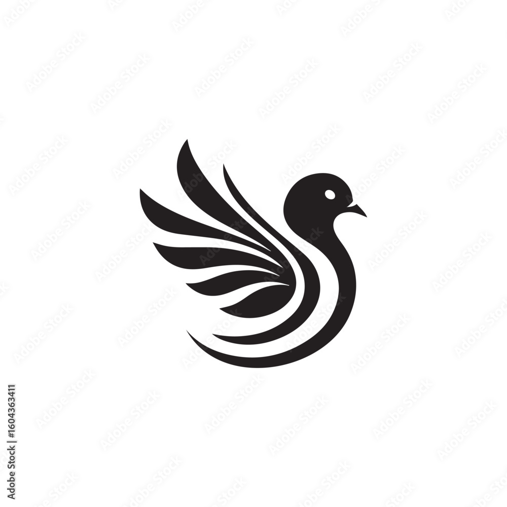 Obraz premium black and white dove logo vector