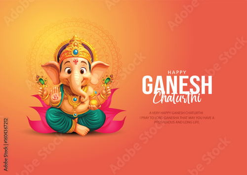 Lord Ganpati on Ganesh Chaturthi background. new original abstract vector illustration design background
