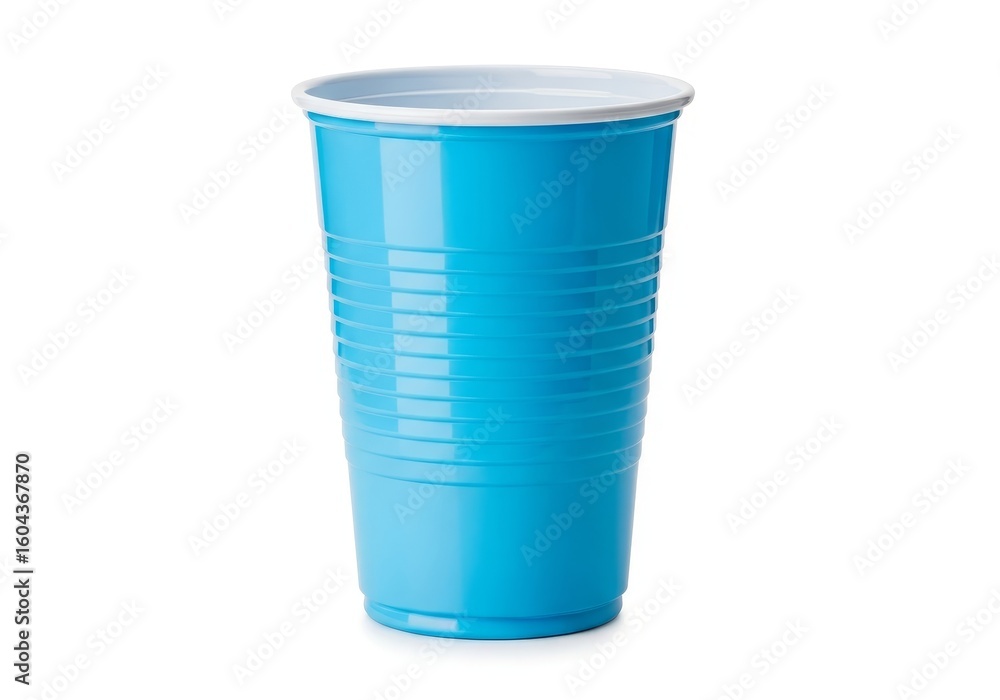 Ribbed Blue Plastic Cup Party Drinkware - A vibrant blue plastic cup with a ribbed texture, perfect for parties and events. Symbolizes refreshment, celebration, fun, disposability, and convenience Ribbed Blue Plastic Cup Party Drinkware - A vibrant blue plastic cup with a ribbed texture, perfect for parties and events. Symbolizes refreshment, celebration, fun, disposability, and convenience