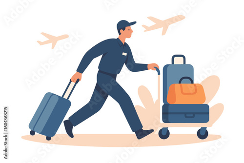 Travel concept with luggage and airplanes in modern flat design