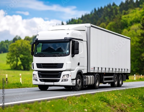 Wallpaper Mural White truck on highway, scenic landscape Torontodigital.ca