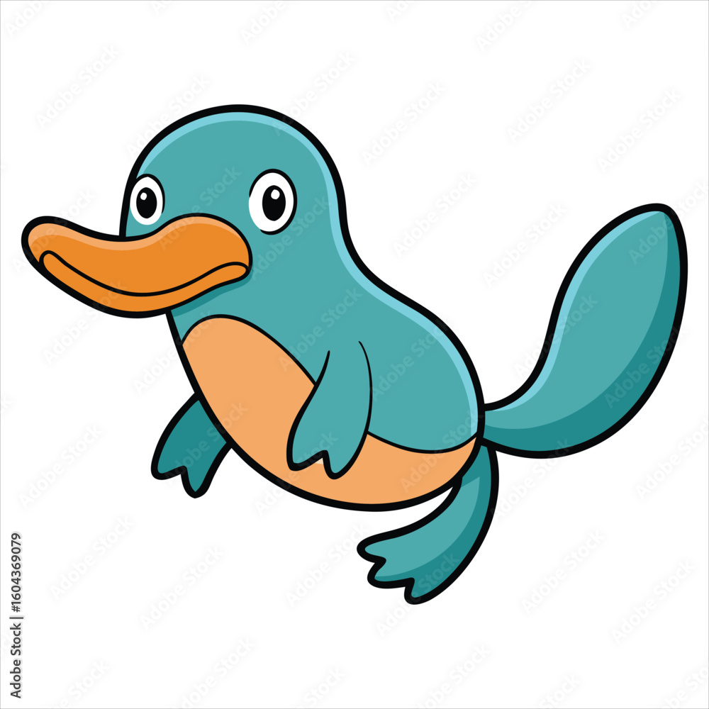 Fototapeta premium Cartoon Illustration of an Adorable Platypus Character with Bright Colors