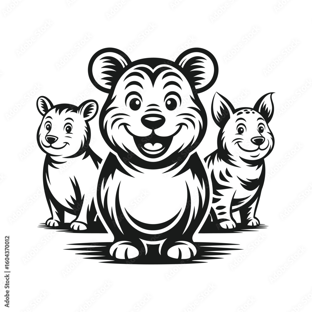 Obraz premium Happy cartoon animals bear illustration