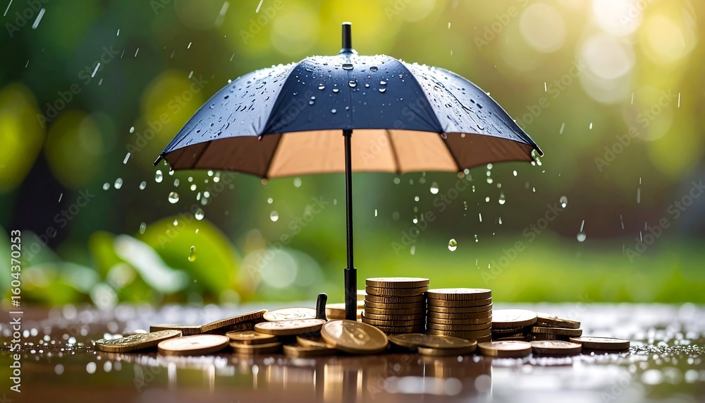 custom made wallpaper toronto digitalUmbrella protecting coins in rain