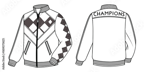 Champions jacket template stylish apparel uniform outerwear vector illustration
