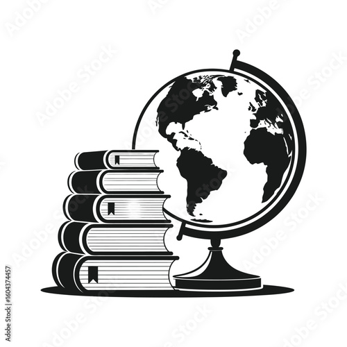 Stacked books and globe education knowledge