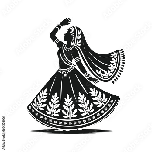 Woman in traditional attire dancing gracefully Indian