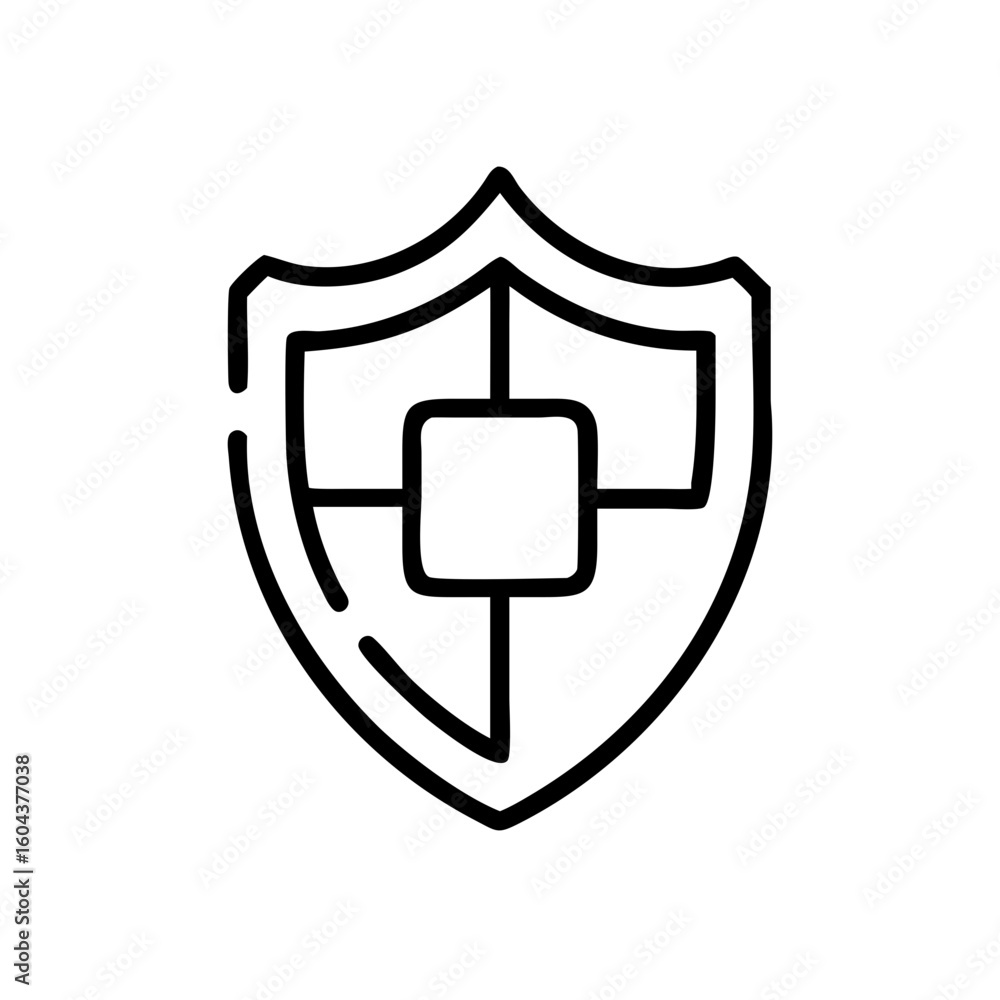 Shield Protection Icon – Black Outline Security Symbol Vector Illustration Shield Protection Icon – Black Outline Security Symbol Vector Illustration