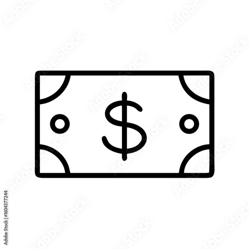 Dollar Banknote Money Cash Icon Outline Vector