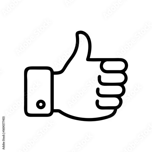 Thumbs Up Icon, Like Symbol, Approval Gesture Illustration