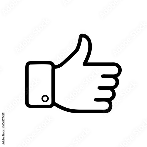 Thumbs Up Icon, Like Symbol, Approval Gesture Illustration