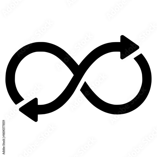 Creative infinity loop vector icon with arrows showing continuous process
