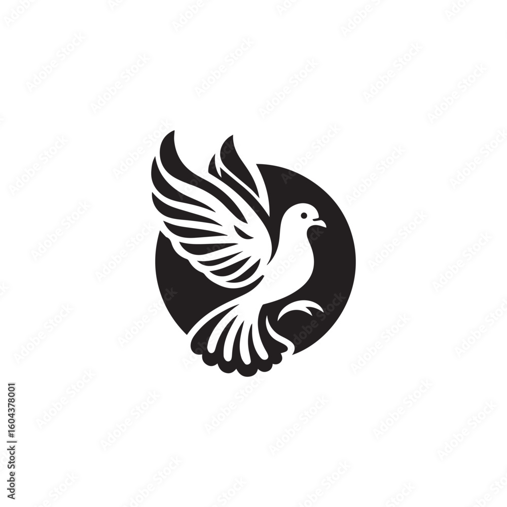 Fototapeta premium black and white dove logo vector